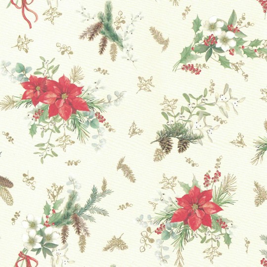 Delicate Poinsettia and Greenery Christmas Paper ~ Kartos Italy